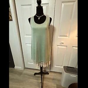 Umgee Layering Tunic Tank Top Extender Camisole Women Green Lace Hem